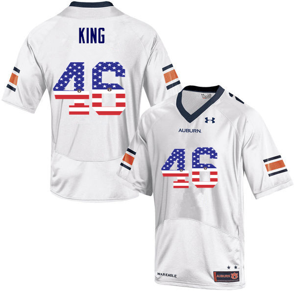 Auburn Tigers Men's Caleb King #46 White Under Armour Stitched College USA Flag Fashion NCAA Authentic Football Jersey SCM4274FX